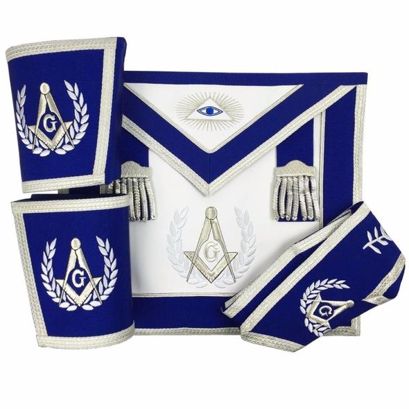 Masonic Blue Lodge Master Mason Apron Set Apron,Collar gauntlets (Cuffs)