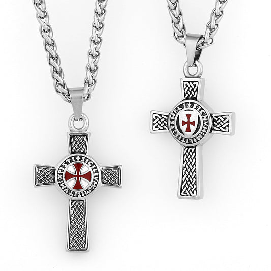 Crusader Masonic Titanium Steel Pendant Simple Cross Men's Fashion Stainless Steel Necklace Personalized Hip Hop Accessories
